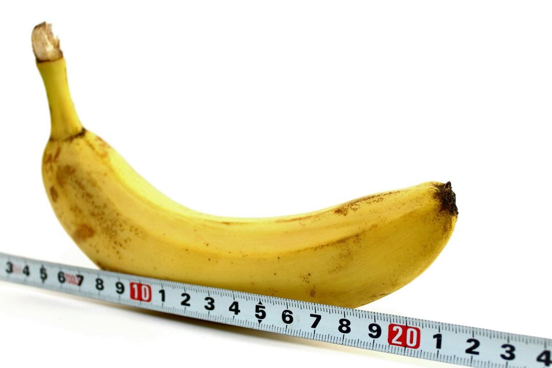 measuring the penis before enlarging it, using the example of a banana